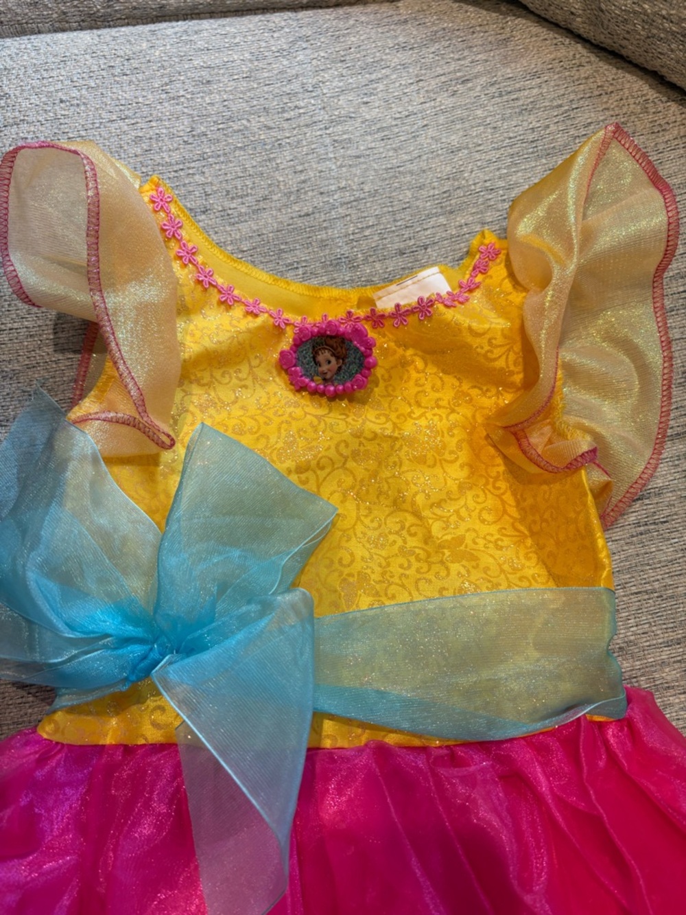 Disney Yellow and Hot Pink Princess Dress with Blue Accent - Picture 3 of 4
